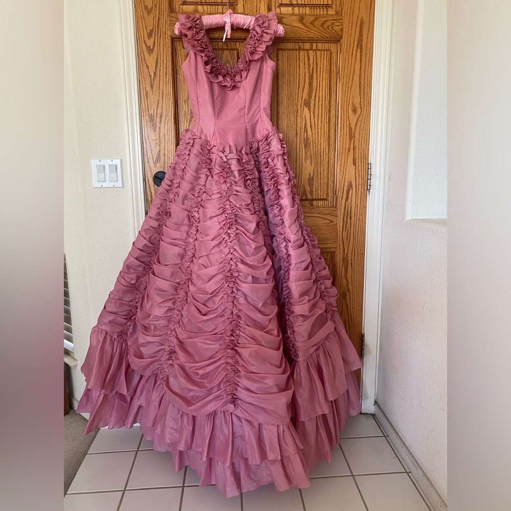 Vtg 70s 80s Pink Glinda Oz Ball Gown Mike Benet XS Wearable As-Is